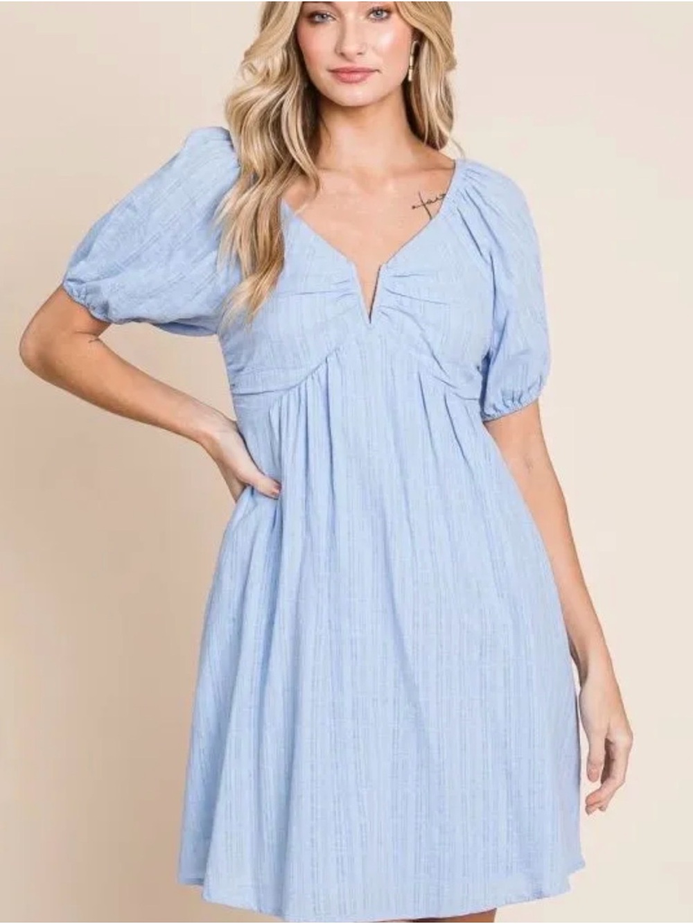PERFECTLY PRISCILLA | Smock Open Back Mini Dress - Picture 2 of 7